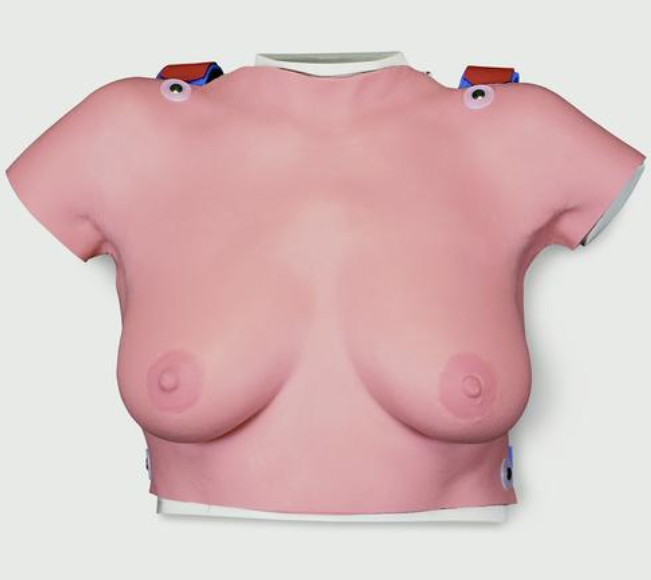 Nositeľný prsný samoošetrovací model