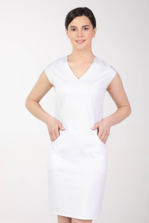 -10% Dámske zdravotnícke šaty s elastanom M-373X, biela, 44