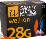 Bezpečnostné lancety Wellion Safety Lancets 28G - 25ks