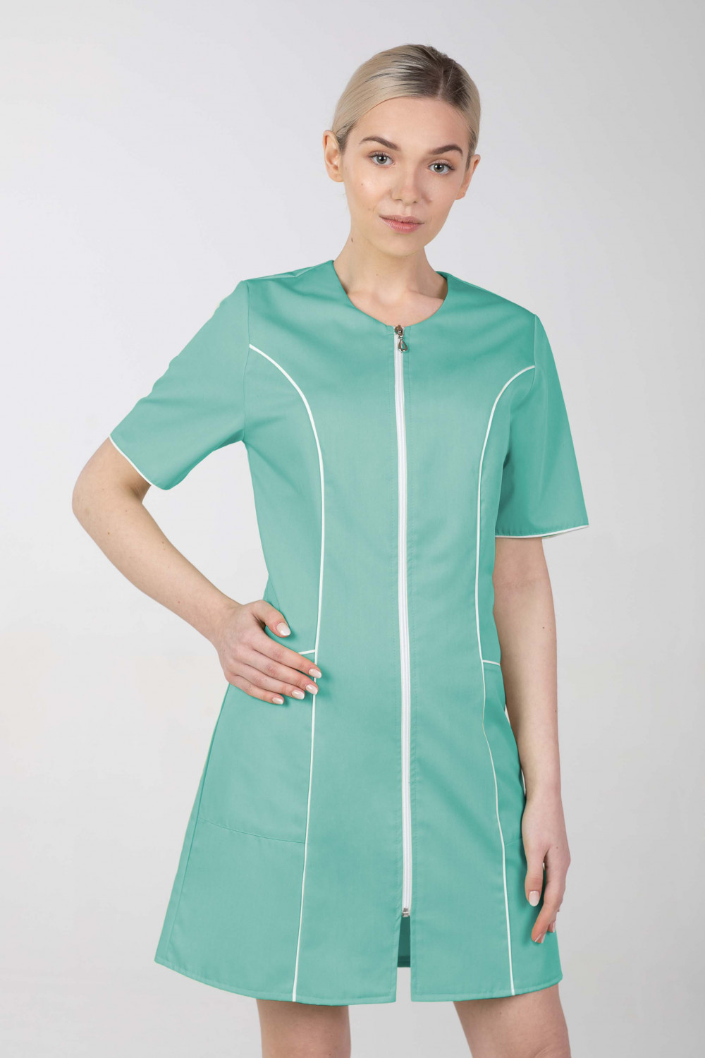 Dámske zdravotnícke šaty na zips M-173C, mätová, 42