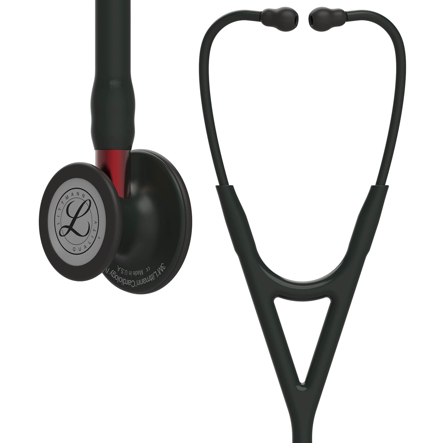 3M Littmann Cardiology IV : Black, Black FInish - Red Stem - 6200