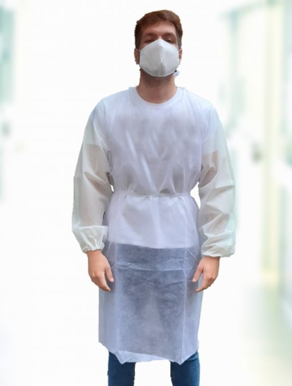 Jednorázový operačný plášť - nesterilný - biely 30g/m²