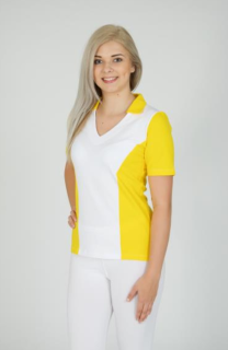 -10% Dámske tričko strih princes rôzne farebné kombinácie, biela + bledo žltá, L