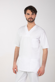 Pánska farebná zdravotnícka košeľa M-074C, biela