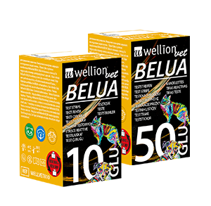 Glukózové testovacie prúžky WellionVet BELUA, 50ks pre psov, mačky a kravy
